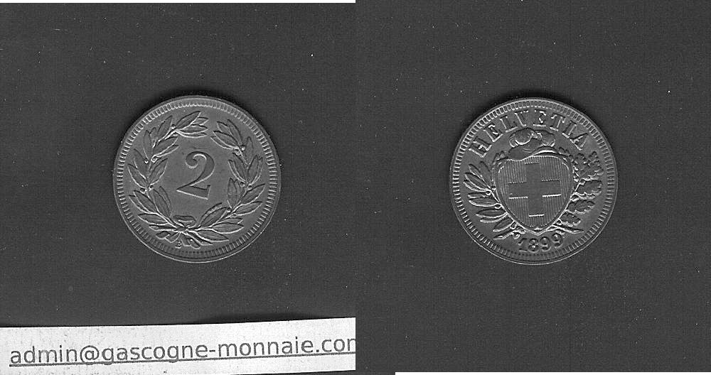 Suisse 2 Rappen 1899 B Berne SPL+l
